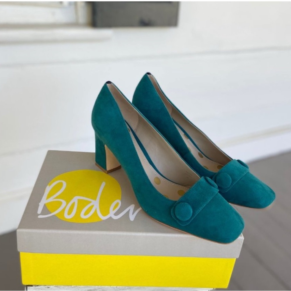 Boden Turquoise Suede Block Heels